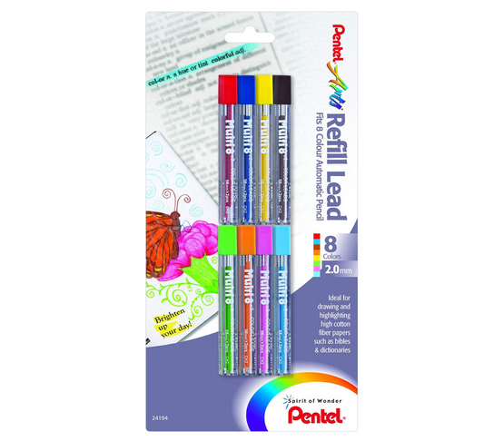 Pentel Arts recarga Refill Lead de 8 colores surtidos, Variados