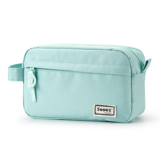Estuche para lápices de alta capacidad, grande, organizador portátil duradero con asa de fácil agarre y lazo, suministro estético para niñas y adultos, verde menta