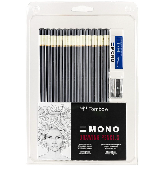 Tombow MONO set de 12 lápices para dibujar profesionales, grados surtidos.
