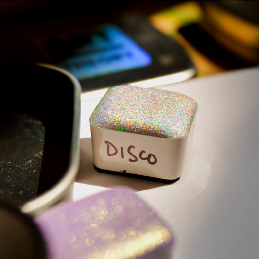 TheoryTheShop - DISCO holográfico hecho a mano brillante acuarela holográfica multicolor (HALF PAN)