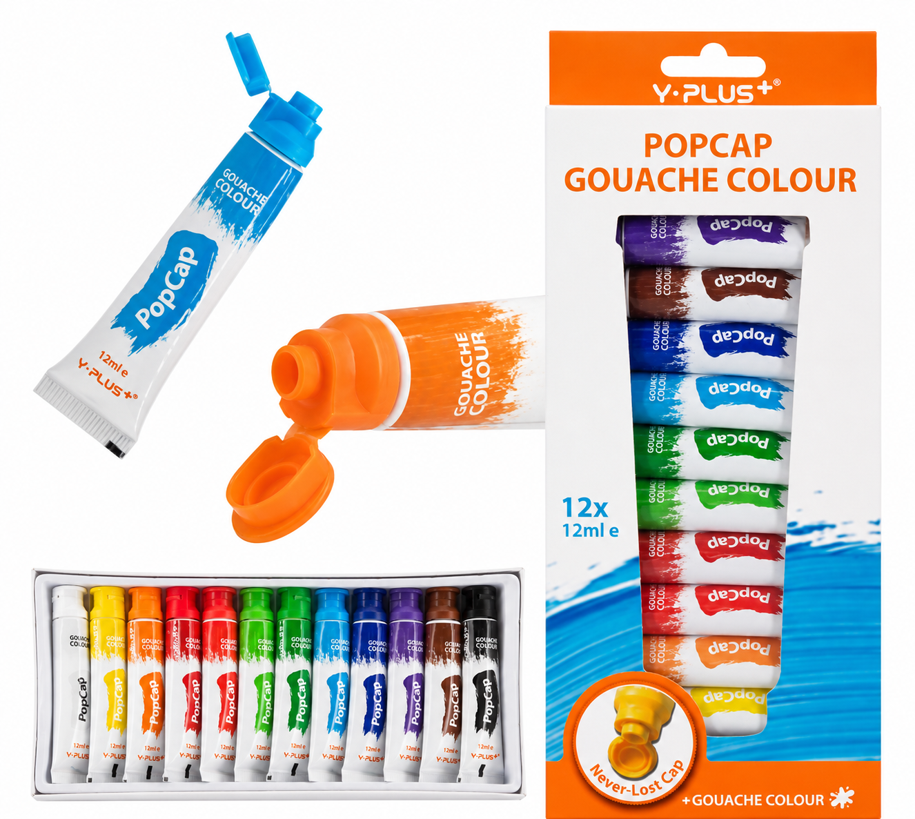 Y-PLUS - Gouache 12 tubos de 12ml