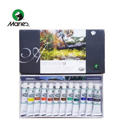 Set de pintura acrílica de Marie: 12 colores en tubos de 12 ml para principiantes, estudiantes y adultos
