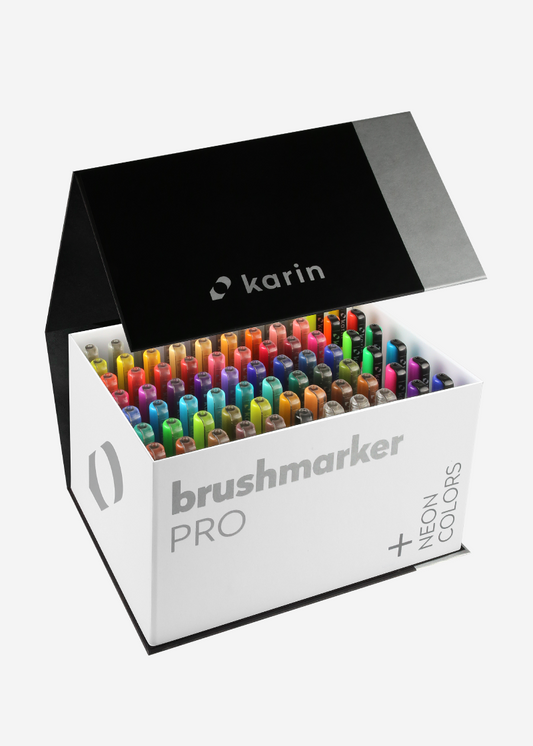 KARIN MARKERS - Brushmarker PRO Mega Box PLUS 72 Colores + 3 blenders KEEPLIVINGFASTER