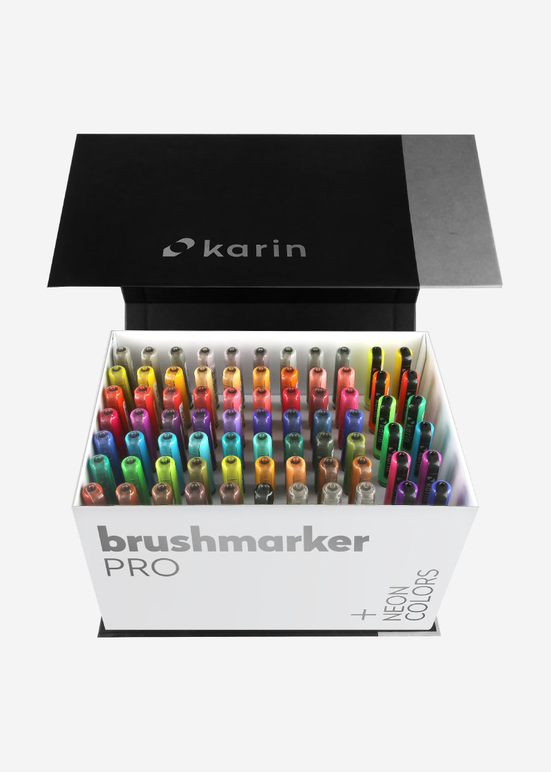 KARIN MARKERS - Brushmarker PRO Mega Box PLUS 72 Colores + 3 blenders KEEPLIVINGFASTER