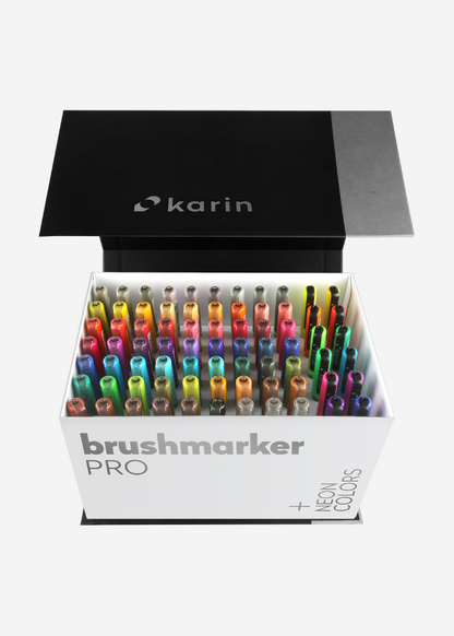 KARIN MARKERS - Brushmarker PRO Mega Box PLUS 72 Colores + 3 blenders KEEPLIVINGFASTER
