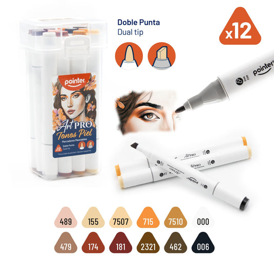 Pointer - Marcador Tono Piel Doble Punta Alcohol Pack 12