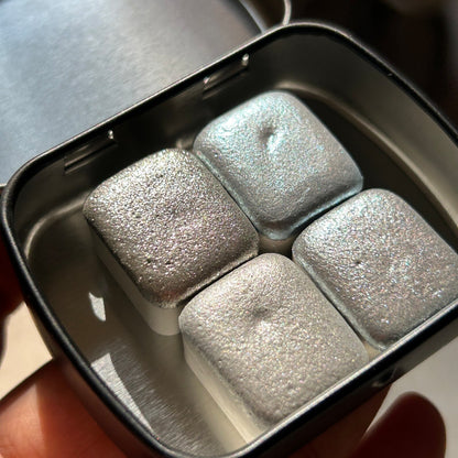 TheoryTheShop - Set SILVER de acuarelas artesanales súper brillantes HALF PAN (4)