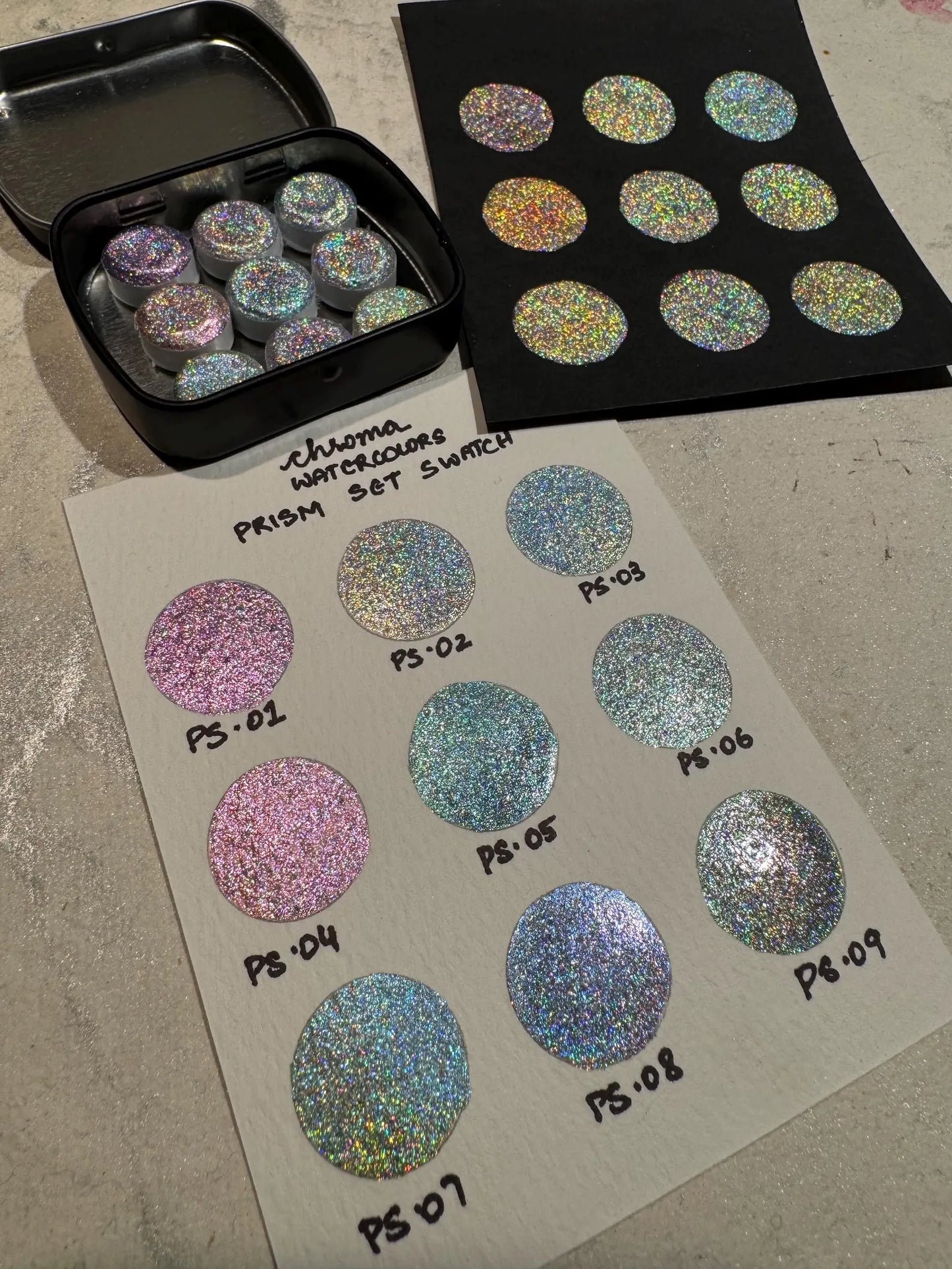 Acuarelas Artesanales: set PRISM mini pans- Chroma Watercolors