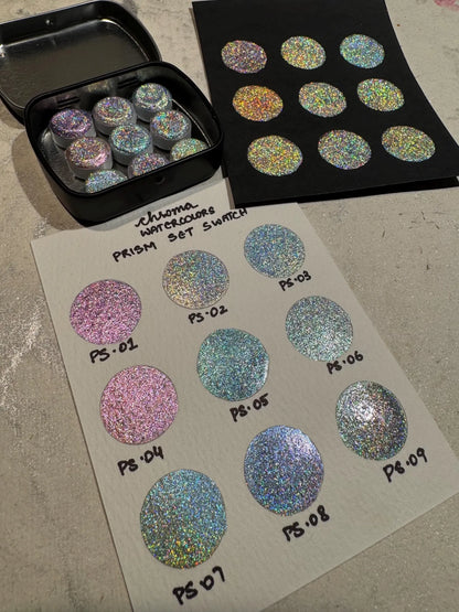 Acuarelas Artesanales: set PRISM mini pans- Chroma Watercolors