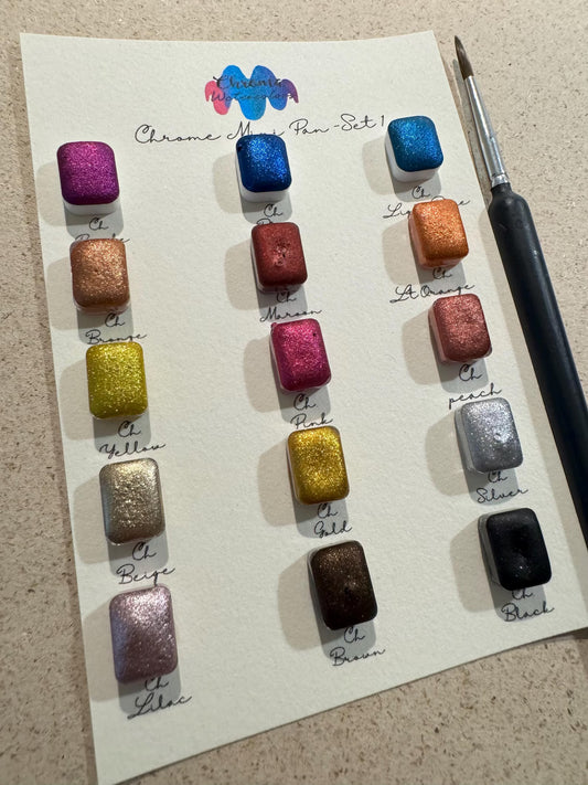 Acuarelas Artesanales: Chrome Mini Pans- Chroma Watercolors set 1