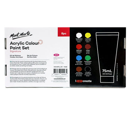 Mont Marte - Set de pintura acrílica Signature, 8 unidades x 75 ml (2,54 oz)