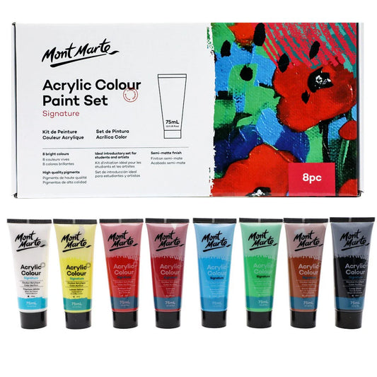 Mont Marte - Set de pintura acrílica Signature, 8 unidades x 75 ml (2,54 oz)