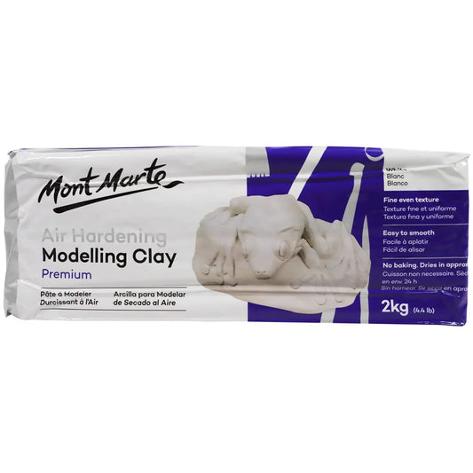 Mont Marte - Arcilla para modelar de endurecimiento al aire Premium - Blanca 2 kg (4,4 lb)