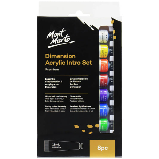 Mont Marte - Set de introducción de pintura acrílica Dimension Premium, 8 piezas x 18 ml (0,6 onzas líquidas)