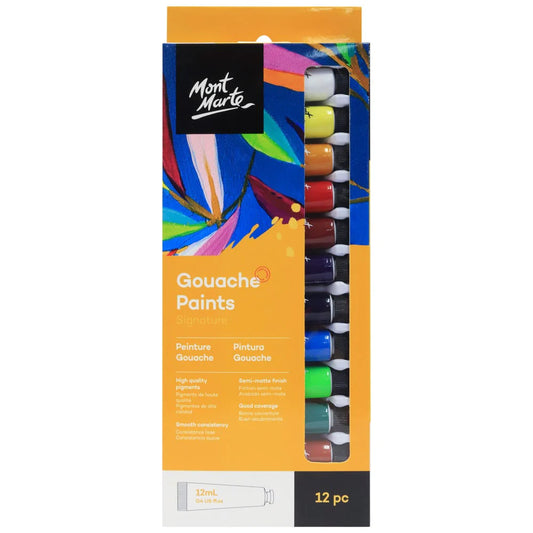 Mont Marte - Set de pinturas gouache Signature, 12 unidades x 12 ml (0,4 onzas líquidas