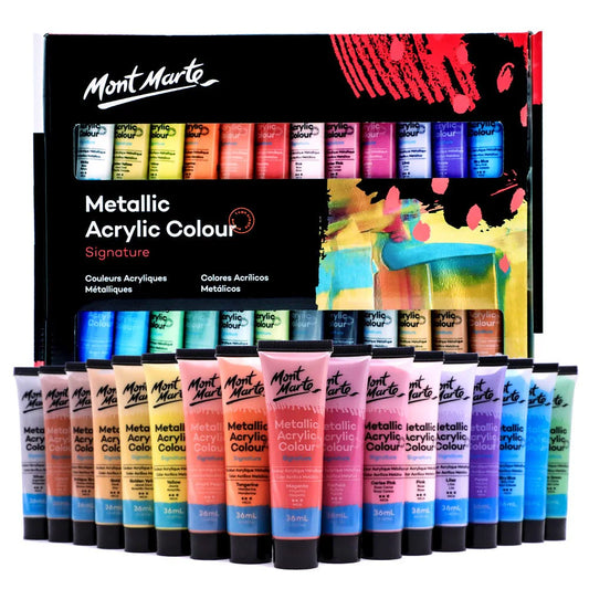 Mont Marte  Set de pintura acrílica metálica Signature, 24 unidades x 36 ml