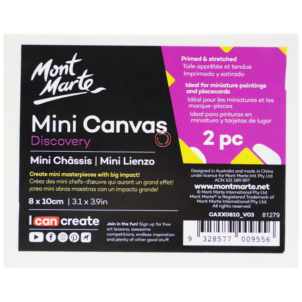 Mont Marte - Mini lienzo Discovery 8 x 10 cm (3,1 x 3,9 pulgadas) 2 piezas