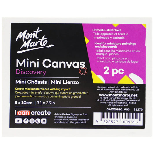 Mont Marte - Mini lienzo Discovery 8 x 10 cm (3,1 x 3,9 pulgadas) 2 piezas