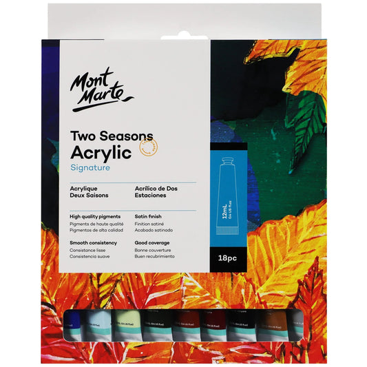 Mont Marte -Pintura acrílica Two Seasons, 18 unidades de 12 ml (0,4 onzas líquidas estadounidenses)