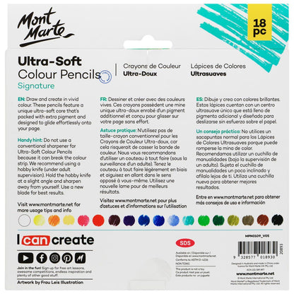 Mont Marte - Lápices de colores ultrasuaves Signature, paquete de 18 unidades