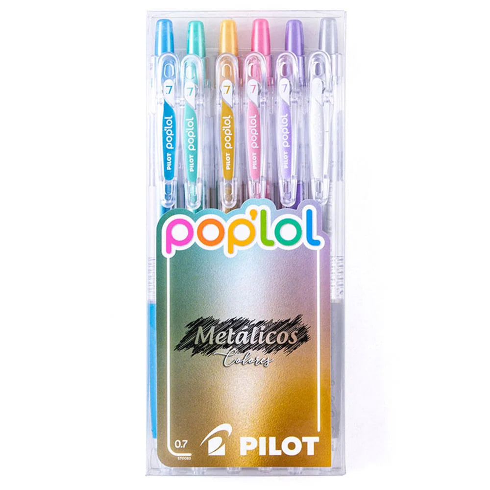 Pilot Pop Lol - Set 6 Lápices Tinta Gel 0,7 Metálicos