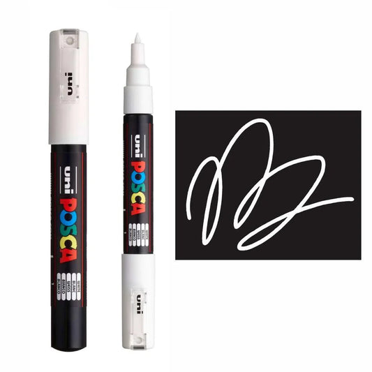 Uni Posca -  1 Marcador extrafino, color blanco (PC1M),