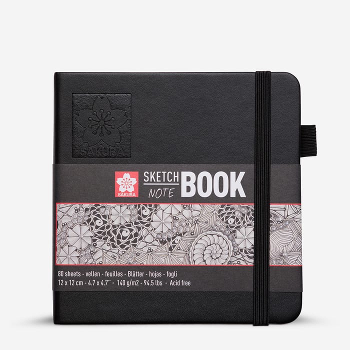 Sakura: Cuaderno de bocetos: Tapa dura: Cuadrado: 140 g/m²: 80 hojas: 12 x 12 cm (aprox. 5 x 5 pulgadas): Páginas blancas suaves
