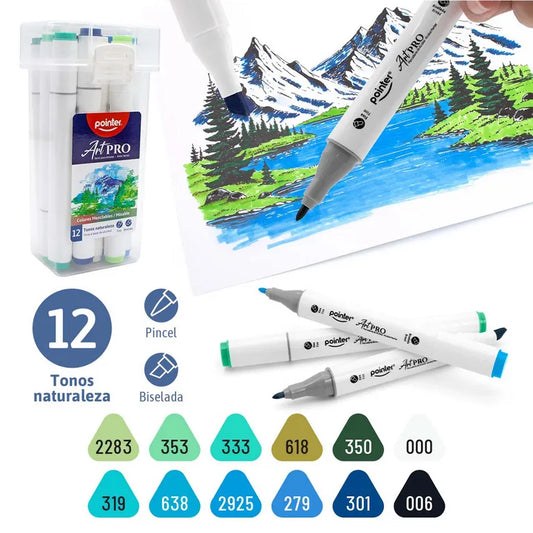 Pointer - Marcadores Doble Punta Tonos naturaleza Art Pro