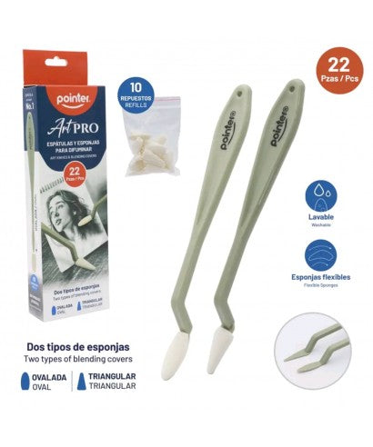 Pointer - Set de espátulas para y esponjas con 10 repuestos