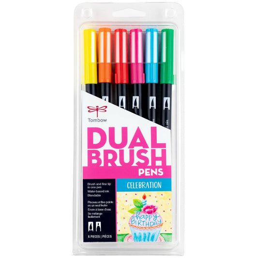 Dual Brush Pen Art Markers, Celebration, 6-Pack KEEPLIVINGFASTER